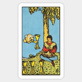 Four of cups tarot card Sticker